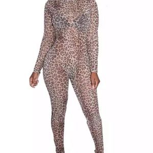 Jumpsuit,animal print,sexy one piece,long sleeves